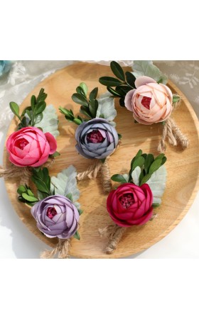 Free-Form Silk Flower Wrist Corsage/Boutonniere/Wedding Bouquet sets -