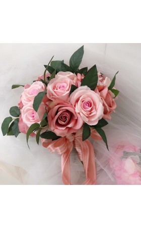 Girly Round Silk Flower Bridal Bouquets (Sold in a single piece) - Bridal Bouquets