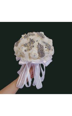 Pretty/Fancy/Fascinating/Graceful Round Satin/Rhinestone Bridal Bouquets -