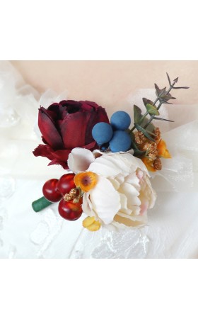 Pretty/Fancy/Fascinating/Graceful Free-Form Silk Flower Wrist Corsage/Boutonniere/Wedding Bouquet sets -