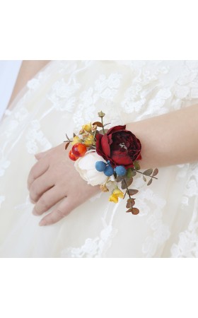 Pretty/Fancy/Fascinating/Graceful Free-Form Silk Flower Wrist Corsage/Boutonniere/Wedding Bouquet sets -
